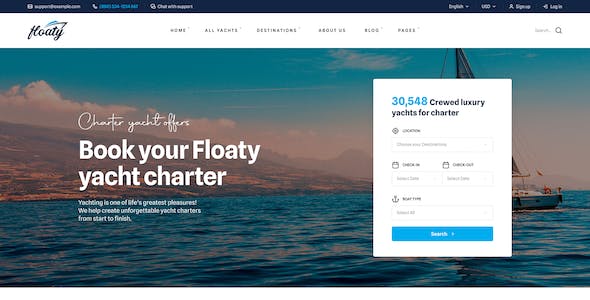 Floaty - Boat & Yacht Rental WordPress Theme