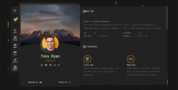 RyanCV - Personal Portfolio Resume Theme