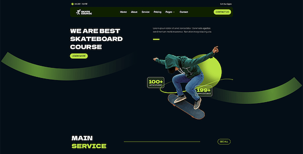 Skatecourse - Skateboard Lesson Elementor Kit